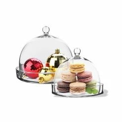 Glass Bell Dome Cloche With Glass Tray Base, H-7.5" D-8" (Wholesale 4 PCS/Case) -Glass Vases Boutique de vente glass cloche domes gcl108 109
