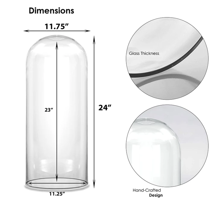 Glass Cloche Display Dome, H-24" D-11.75" (Wholesale 2 PCS/Case) 2 Glass Cloche Display Dome, H-24" D-11.75" (Wholesale 2 PCS/Case) – Image 2
