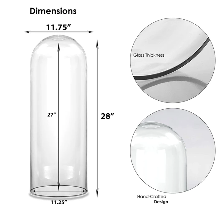 Glass Cloche Display Dome, H-28" D-11.75" (Wholesale 2 PCS/Case) 2 Glass Cloche Display Dome, H-28" D-11.75" (Wholesale 2 PCS/Case) – Image 2