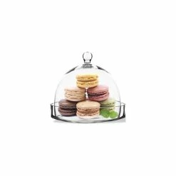 Glass Bell Dome Cloche With Glass Tray Base, H-7.5" D-8" (Wholesale 4 PCS/Case) -Glass Vases Boutique de vente glass cloches domes gcl108 2