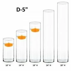 CYS Excel Glass Cylinder Vases D-5" With Multiple Heights, Centerpieces Floating Candle Holder Floor Wedding Decorative Table Tall Pack Of 1