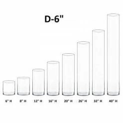 CYS Excel Glass Cylinder Vases D-6" With Multiple Heights, Centerpieces Candle Holder Floor Wedding Decorative Table Tall Large Pack Of 1