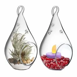 Glass Hanging Teardrop Plant Terrarium Candle Holder, H-5.5" W-2.75" (Wholesale 48 PCS/Case)