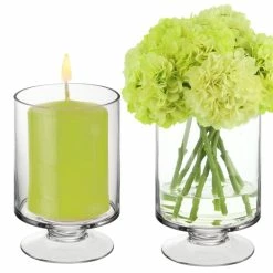 Glass Short Stem Candle Holder, H-6" D-3.75" (Wholesale 12 PCS/Case) 9 Glass Short Stem Candle Holder, H-6" D-3.75" (Wholesale 12 PCS/Case) -Glass Vases Boutique de vente glass hurricane candle holders gfc106
