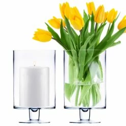 Glass Short Stem Candle Holder, H-10" D-6" (Wholesale 4 PCS/Case)