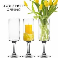 Glass Long Stem Candle Holder, H-16" D-6" (Wholesale 4 PCS/Case)