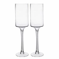 Glass Long Stem Candle Holder, H-24" D-6" (Wholesale 4 PCS/Case) 7 Glass Long Stem Candle Holder, H-24" D-6" (Wholesale 4 PCS/Case) -Glass Vases Boutique de vente glass pedestal candle holder gfc105 24 set2
