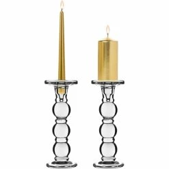 Bubble Glass Dual Use Pillar Taper Candle Holder, H-9.25" W-3.5" (Wholesale 8 PCS/Case)