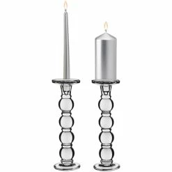 Bubble Glass Dual Use Pillar Taper Candle Holder, H-11.25" W-3.5" (Wholesale 8 PCS/Case)