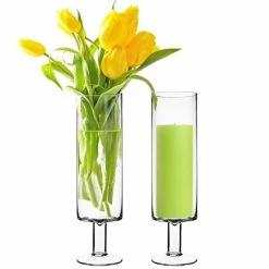 Glass Short Stem Candle Holder, H-14" D-4" (Wholesale 6 PCS/Case)