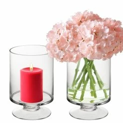 Glass Short Stem Candle Holder, H-8" D-4.75" (Wholesale 12 PCS/Case)