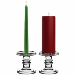 Classic Glass Dual Use Pillar Taper Candle Holder, H-4.5" W-4.5" (Wholesale 12 PCS/Case) -Glass Vases Boutique de vente glass pillar taper candle holders