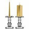 Classic Glass Dual Use Pillar Taper Candle Holder, H-6.25" W-4.5" (Wholesale 12 PCS/Case)