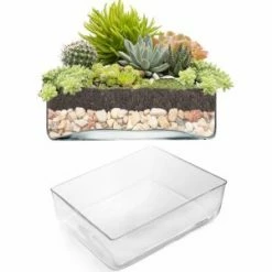 CYS Excel Glass Rectangle Vase. H-4" Open-9" X 7" (Free Shipping) Pack Of 1