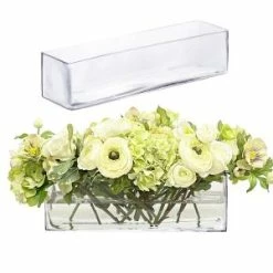 CYS Excel Long Rectangular Glass Vase. H-4", Open 16" X 4" (Free Shipping) Pack Of 1