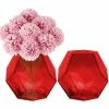 CYS Excel Geometric Faceted Red H-6", D-3.25" Glass Vase, Dodecahedron (Free Shipping) Pack Of 1