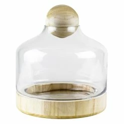 Glass Terrarium Vase With Wood Base And Stopper, H-11.5" D-9" (Wholesale 4 PCS/Case) 6 Glass Terrarium Vase With Wood Base And Stopper, H-11.5" D-9" (Wholesale 4 PCS/Case) -Glass Vases Boutique de vente glass terrarium vases gcu205