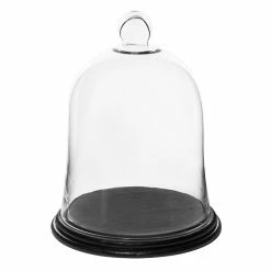 Glass Bell Dome Cloche With Black Wood Base, H-17" D-13" (Wholesale 2 PCS/Case) -Glass Vases Boutique de vente glass bell cloche display dome with black wood base gcl101 16wb