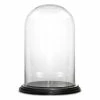 Glass Cloche Display Dome With Black Wood Base, H-15" D-10" (Wholesale 4 PCS/Case)