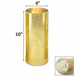Glass Hurricane Candle Holder Shade Gold Flecked Chimney Tube, H-10" D-4" (Wholesale 24 PCS/Case) -Glass Vases Boutique de vente gold chimney tube gch04010gd final4