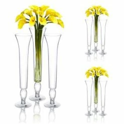 CYS Excel 9Pcs Trumpet Vase 20" Wedding Glass Centerpiece Table Clear Flare Curvy Pack Of 1