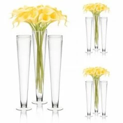 CYS Excel 9Pcs Trumpet Vase 24" Wedding Glass Centerpiece Table Clear Flare Curvy Pack Of 1