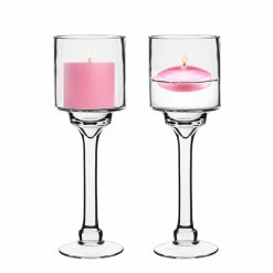 12" Elegant Long Stem Glass Candle Holder