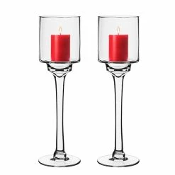 Glass Long Stem Candle Holder, H-14" D-4" (Wholesale 6 PCS/Case)