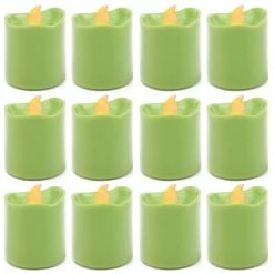 180 Pcs Green LED Flameless Votive Pillar Candle Party Lights, Height -1.5" Width - 1.5"