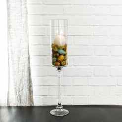 Glass Long Stem Pillar Candle Holder H-20" X D-3.5" Clear (Wholesale Pack Of 6) -Glass Vases Boutique de vente long stem candle holder gfc102 20 lifestyle 800px