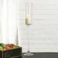 Contemporary Glass Long Stem Pillar Candle Holder H-24" X D-3.5" (Wholesale Pack Of 6) -Glass Vases Boutique de vente long stem candle holder gfc102 24 lifestyle 800px
