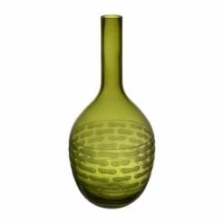 CYS Excel 14.5" Decorative Olive Green Glass Vase Pack Of 1