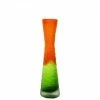 CYS Excel Carved Orange Green H-11" Tiered Decorative Glass Vase (Free Shipping) Pack Of 1