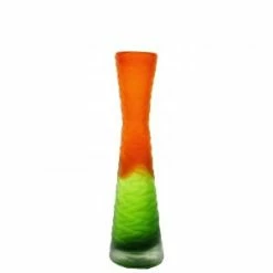 CYS Excel Carved Orange Green H-11" Tiered Decorative Glass Vase (Free Shipping) Pack Of 1