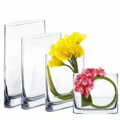 CYS Excel Rectangular Glass Vases Oval Rounded Edge Slender, Multiple Sizes Pack Of 1