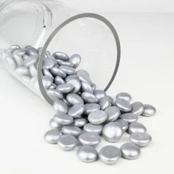 Silver Glass Flat Gemstone Vase Filler, 3/4" (Wholesale 28 LBS/Case) -Glass Vases Boutique de vente silver glass flat marbles ggm001sl 3
