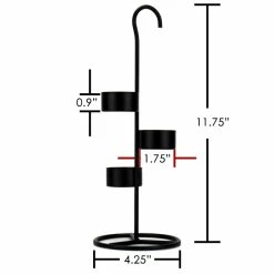 Metal Black Tea Light Stand H-11.75" D-4.25" With 14" Hurricanes Tubes (Wholesale 18 Sets/Case) -Glass Vases Boutique de vente tealight candle holder stand msh001bk 2 2