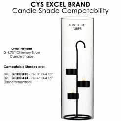 Metal Black Tea Light Stand H-11.75" D-4.25" With 14" Hurricanes Tubes (Wholesale 18 Sets/Case) -Glass Vases Boutique de vente tealight candle holder stand msh001bk 3 2