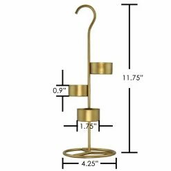 Metal Gold Tea Light Stand H-11.75" D-4.25" With 14" Hurricanes Tubes (Wholesale 18 Sets/Case) -Glass Vases Boutique de vente tealight candle holder stand msh001gd 1 1