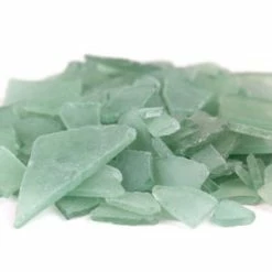 Frosted Green Flat Sea Glass Vase Filler, 1.5 Cups/LB (Wholesale 20 LBS/Case)