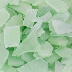 Frosted Light Green Flat Sea Glass Vase Filler, 1.5 Cups/LB (Wholesale 20 LBS/Case)