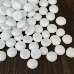 White Glass Flat Gemstone Vase Filler, 3/4" (Wholesale 28 LBS/Case)