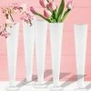 CYS Excel Glass White Trumpet Vase. H-24" D-4.5" Wedding Centerpieces Pack Of 1