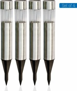 Solarlampkoning Lampe à Piquet Solar Lucifer éclairage De Chemin En Acier Inoxydable à L'énergie Solaire (4 Pièces) -Glass Vases Boutique de vente 1013x1200