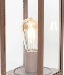 QAZQA Charlois - Lampe D'extérieur Sur Pied Industrielle | Lampadaire D'extérieur - 1 Lumière - H 40 Cm - Brun Rouille - Industriel - Éclairage Extérieur -Glass Vases Boutique de vente 1015x1200