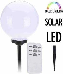 Oneiro's Luxe Lampe Solaire Couleur Changeante - ⌀25x71 Cm - Eclairage Jardin - Cordon Lumineux Pour Extérieur - Noir - Spot à Pointes - énergie Solaire - LED - été - éclairage Jardin - Lampe Solaire