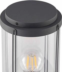Lindby - Lampe Sur Pied - 1lumière - Aluminium, Verre - H: 40 Cm - E27 - Gris Foncé, Clair