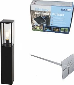 QAZQA Charlois - Lampe D'extérieur Sur Pied Industrielle | Lampadaire D'extérieur - 1 Lumière - H 80 Cm - Zwart - Industriel - Éclairage Extérieur