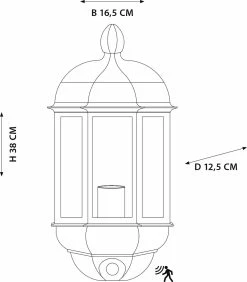 KS Verlichting - Applique Murale Verona Zwart - Lampe D'extérieur Avec Capteur - Détecteur De Mouvement - Lampe à Capteur - Applique Extérieure -Glass Vases Boutique de vente 1051x1200 3