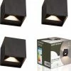 HOFTRONIC™ Lampe D'extérieur / Applique LED Zwart - 3 Pièces - Cube éclairant Des Deux Côtés - IP65 - Cube Kansas - 6 Watt - Lampe Carrée Adaptée à L'intérieur Et à L'extérieur